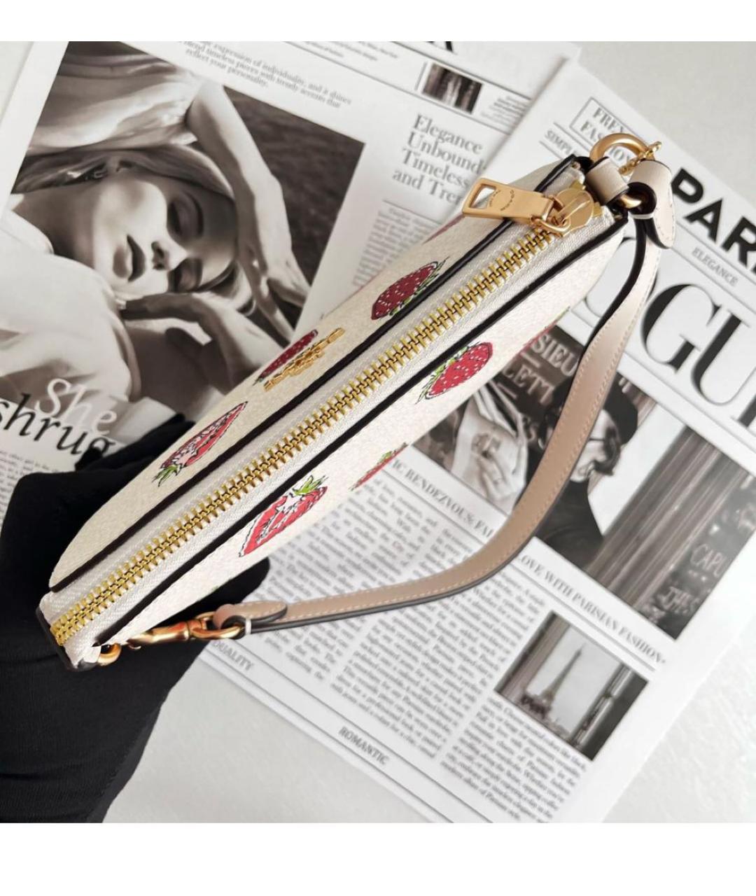 COACH Белая кожаная сумка с короткими ручками, фото 5