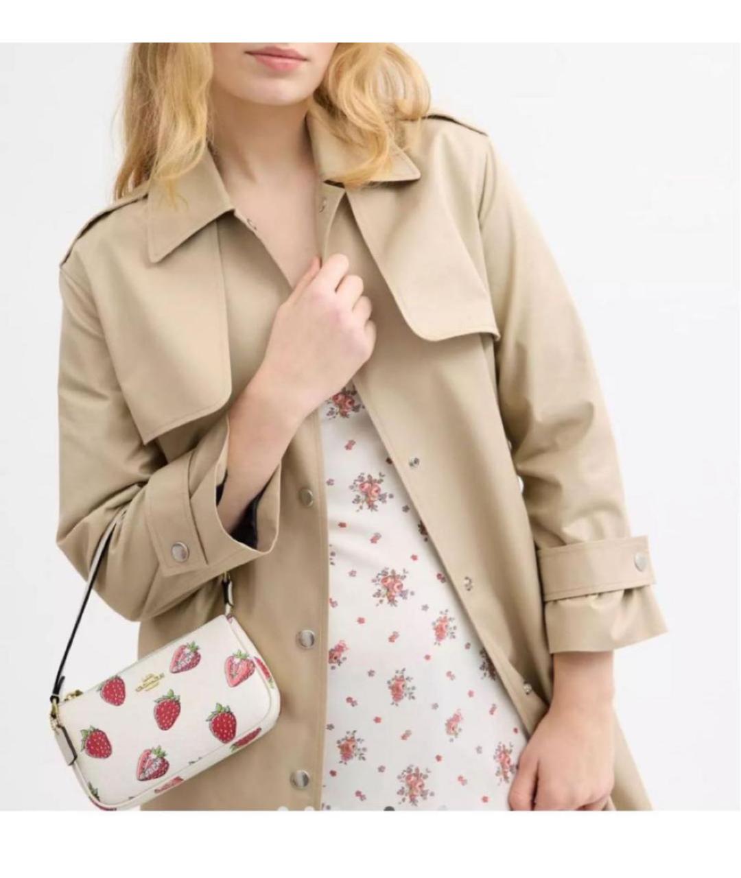 COACH Белая кожаная сумка с короткими ручками, фото 8