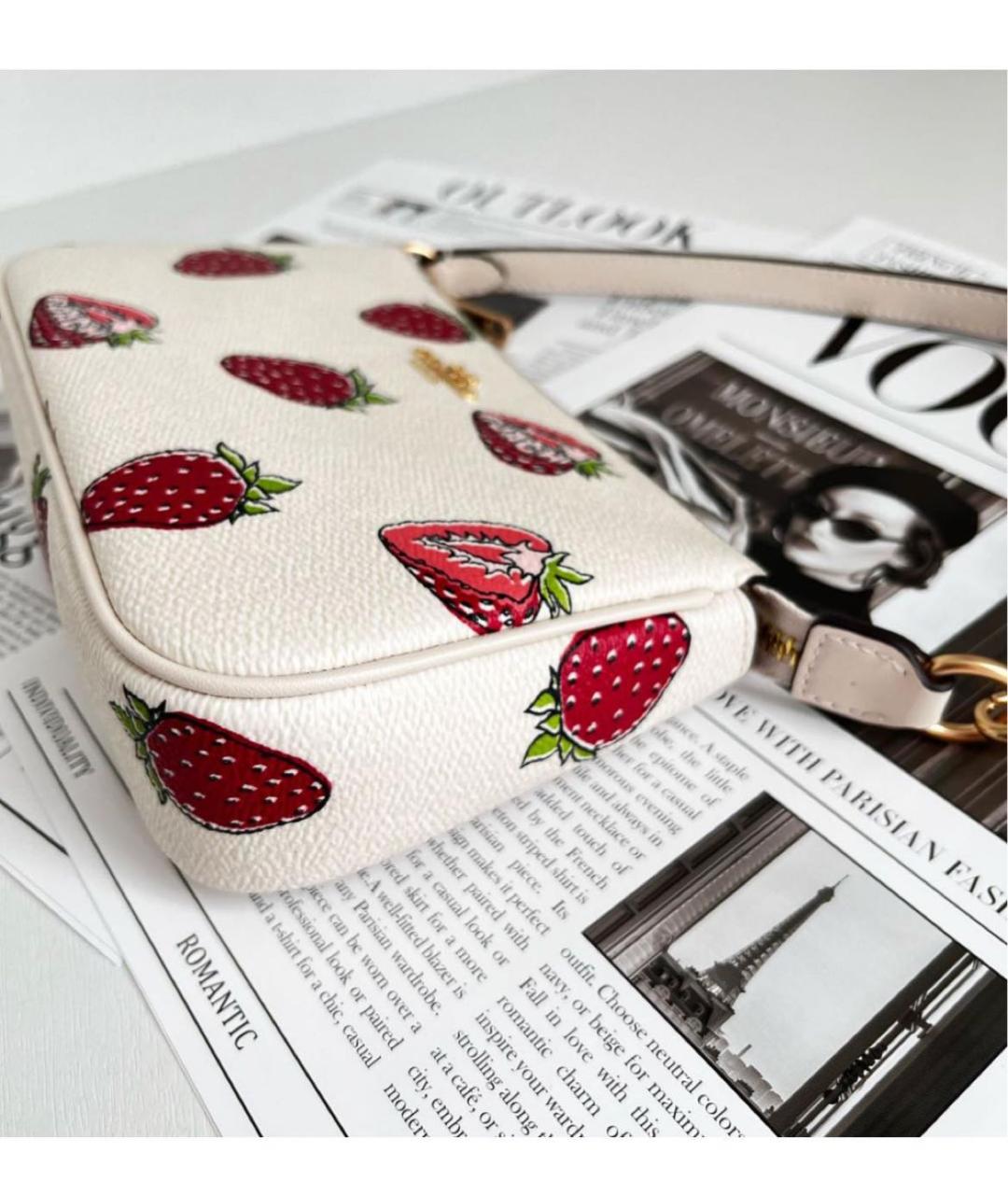 COACH Белая кожаная сумка с короткими ручками, фото 4