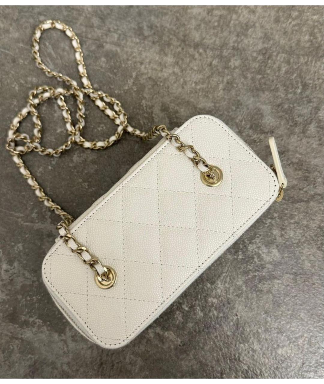 CHANEL Белая кожаная сумка через плечо, фото 4