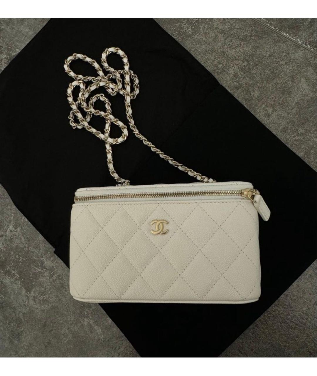 CHANEL Белая кожаная сумка через плечо, фото 5