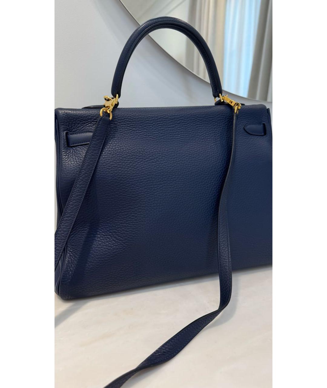 HERMES Темно-синяя кожаная сумка через плечо, фото 2