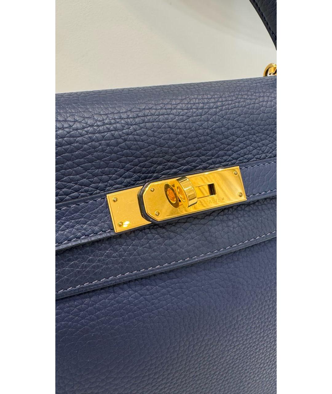 HERMES Темно-синяя кожаная сумка через плечо, фото 4