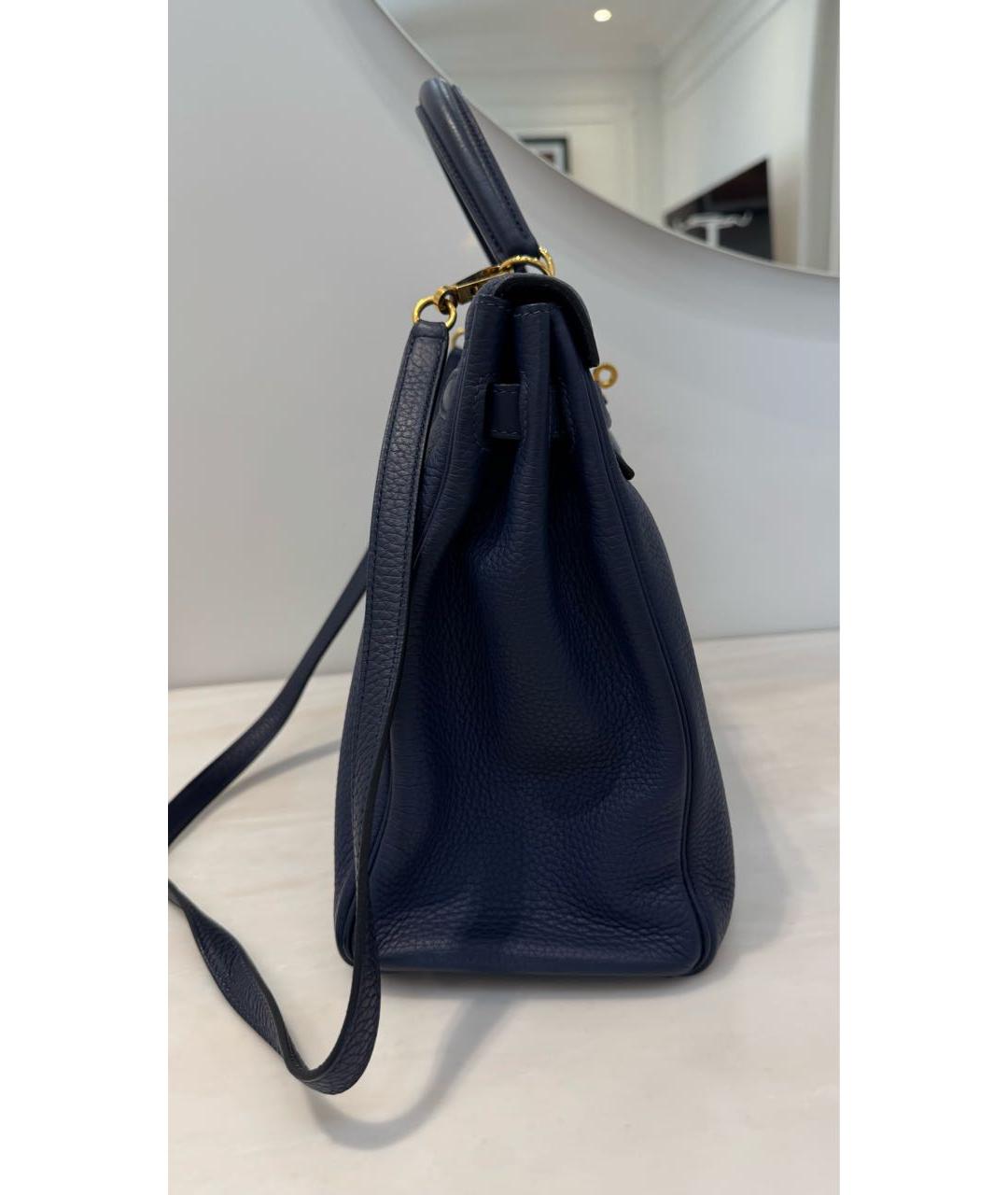 HERMES Темно-синяя кожаная сумка через плечо, фото 3