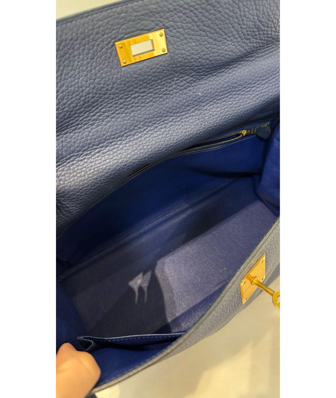 HERMES Темно-синяя кожаная сумка через плечо, фото 5