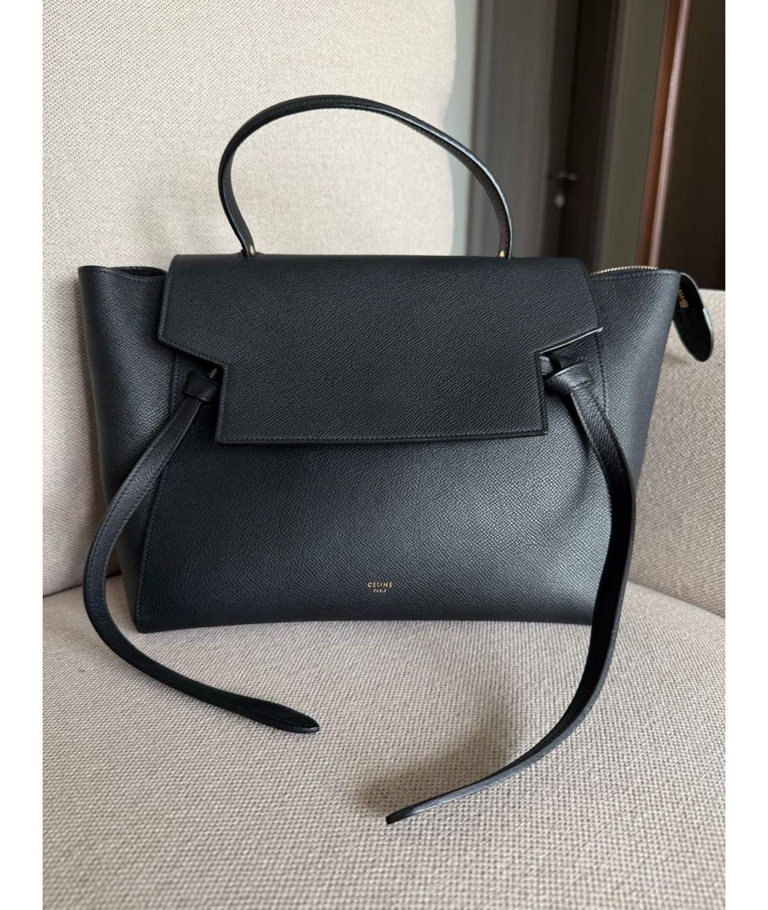 CELINE Черная кожаная сумка тоут, фото 3