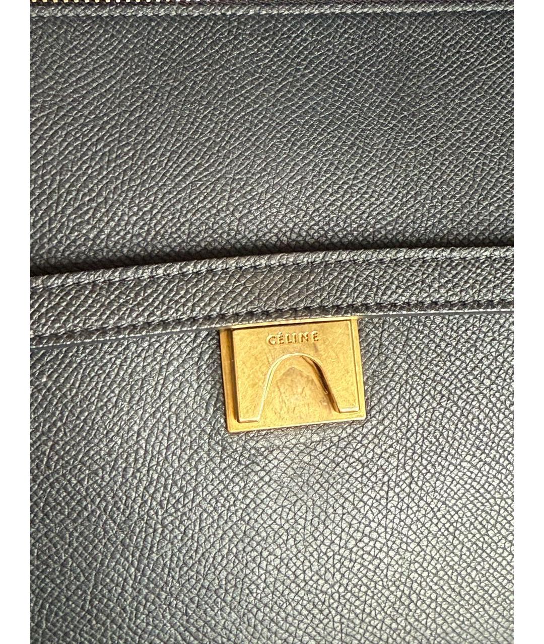 CELINE Черная кожаная сумка тоут, фото 5