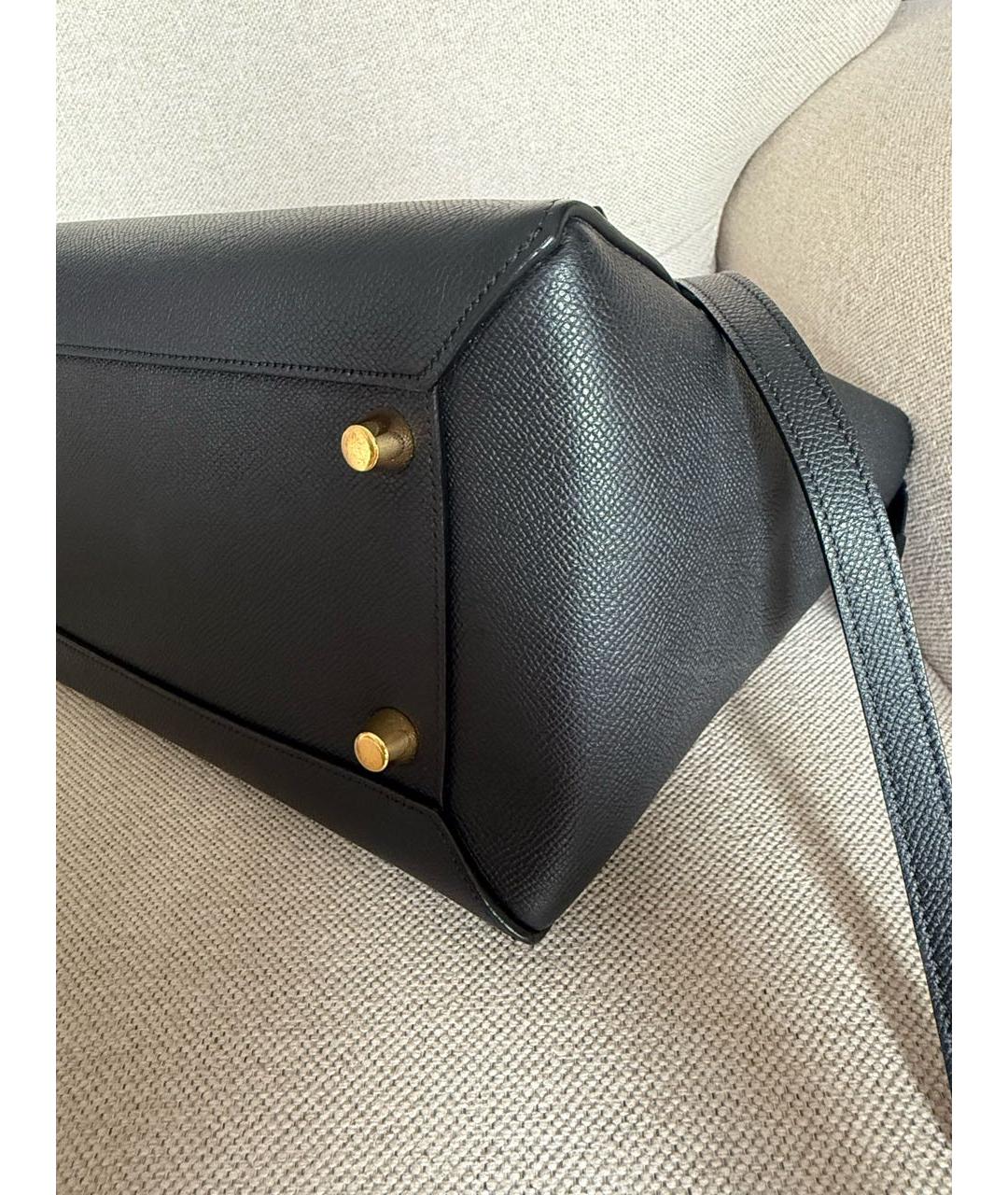 CELINE Черная кожаная сумка тоут, фото 8