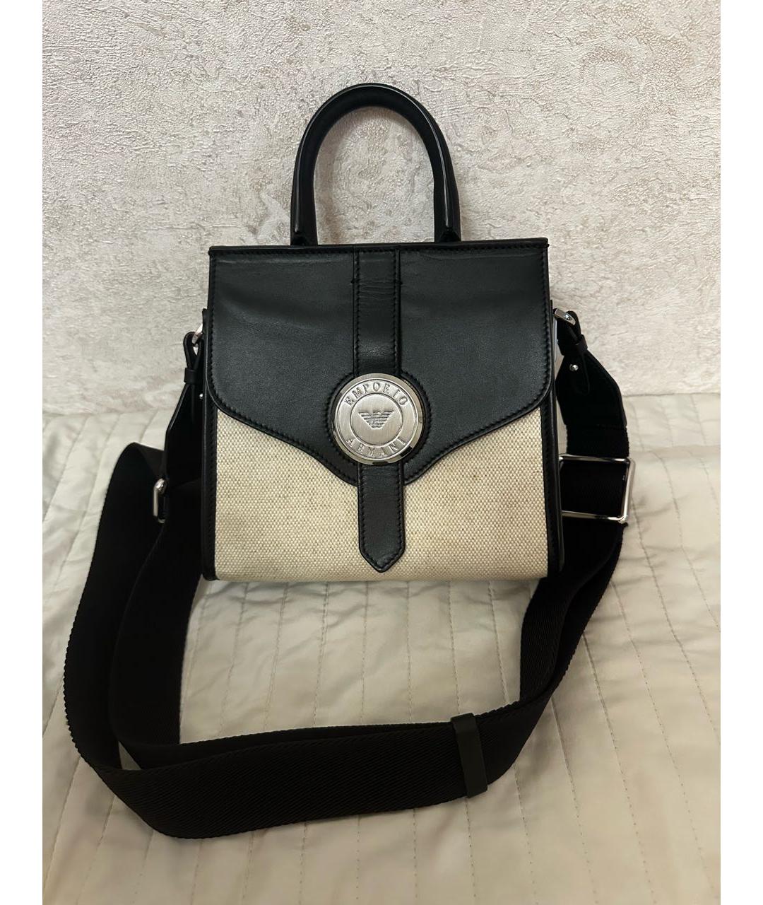 EMPORIO ARMANI Бежевая кожаная сумка через плечо, фото 5