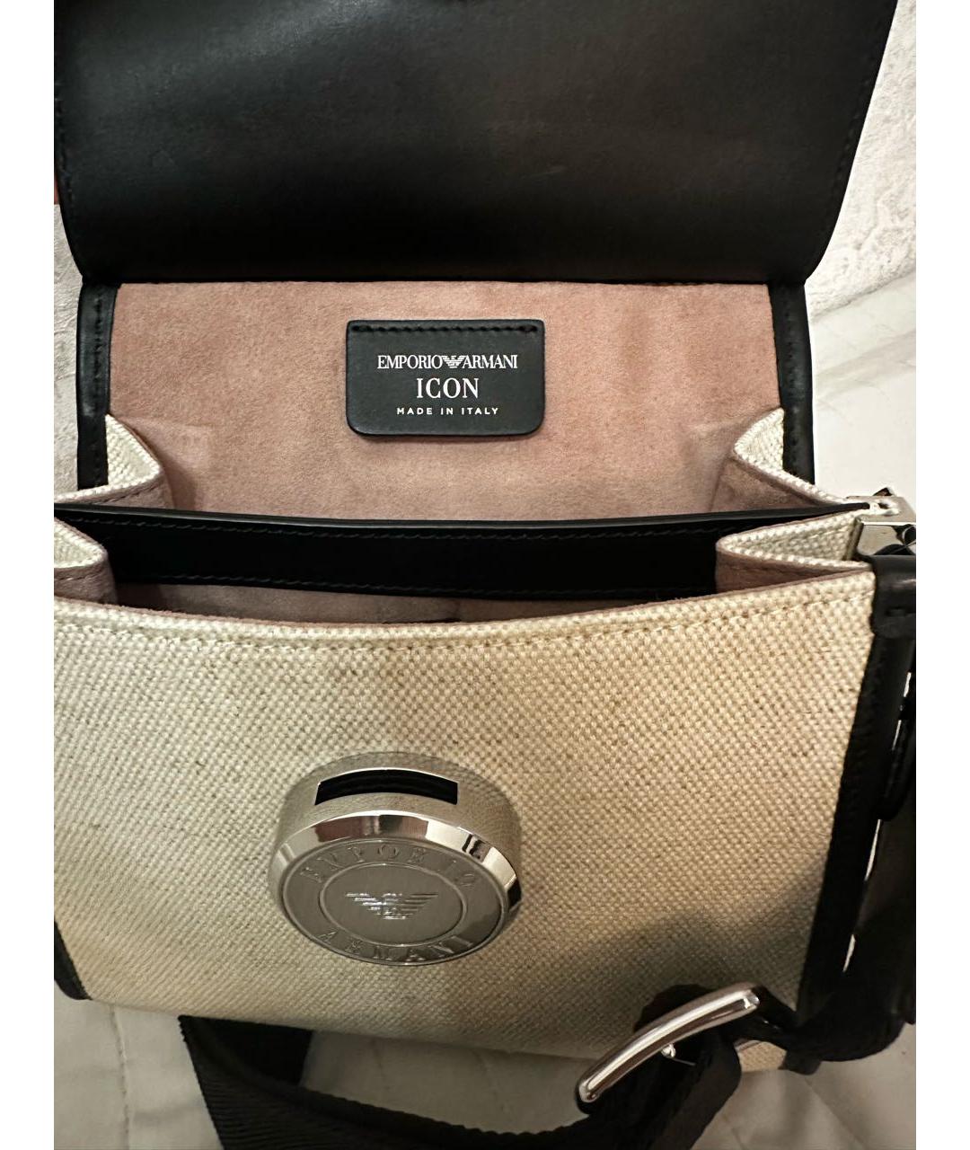 EMPORIO ARMANI Бежевая кожаная сумка через плечо, фото 4