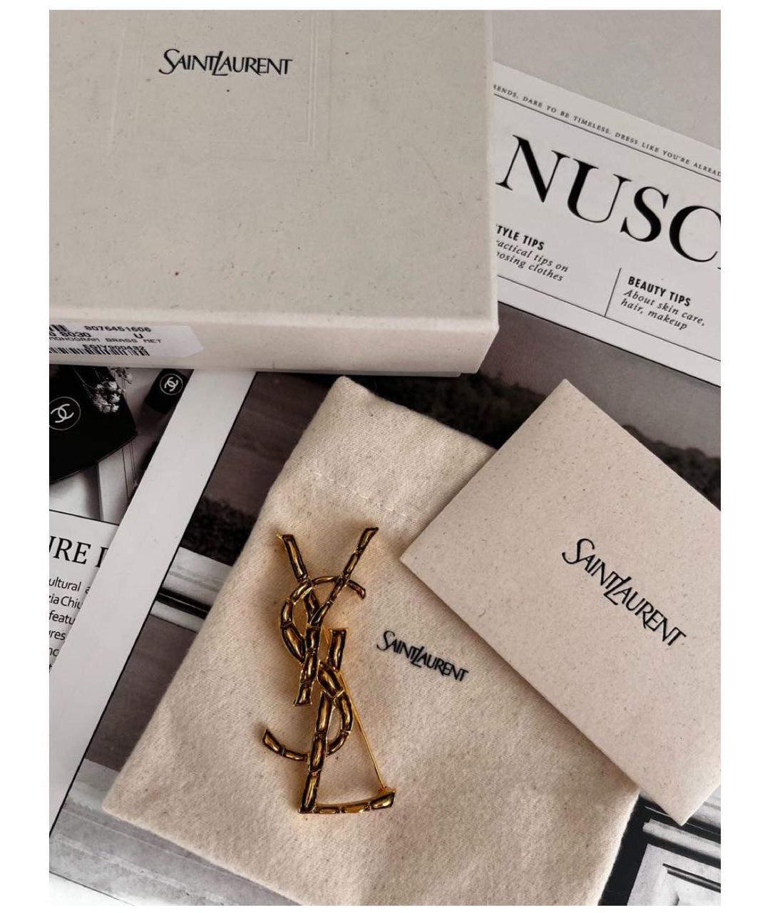 SAINT LAURENT Золотая латунная булавка / брошь, фото 3