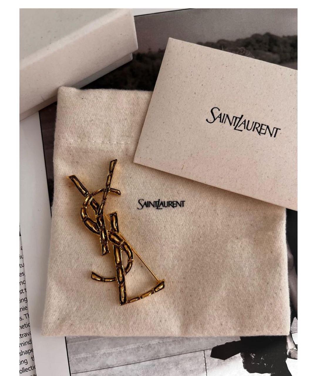 SAINT LAURENT Золотая латунная булавка / брошь, фото 2