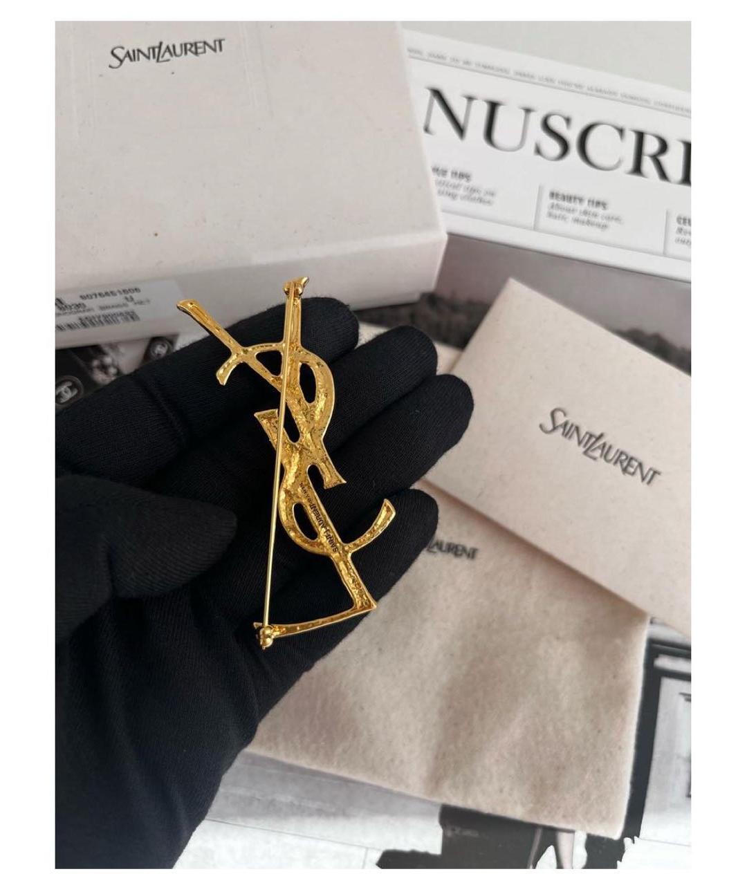 SAINT LAURENT Золотая латунная булавка / брошь, фото 5