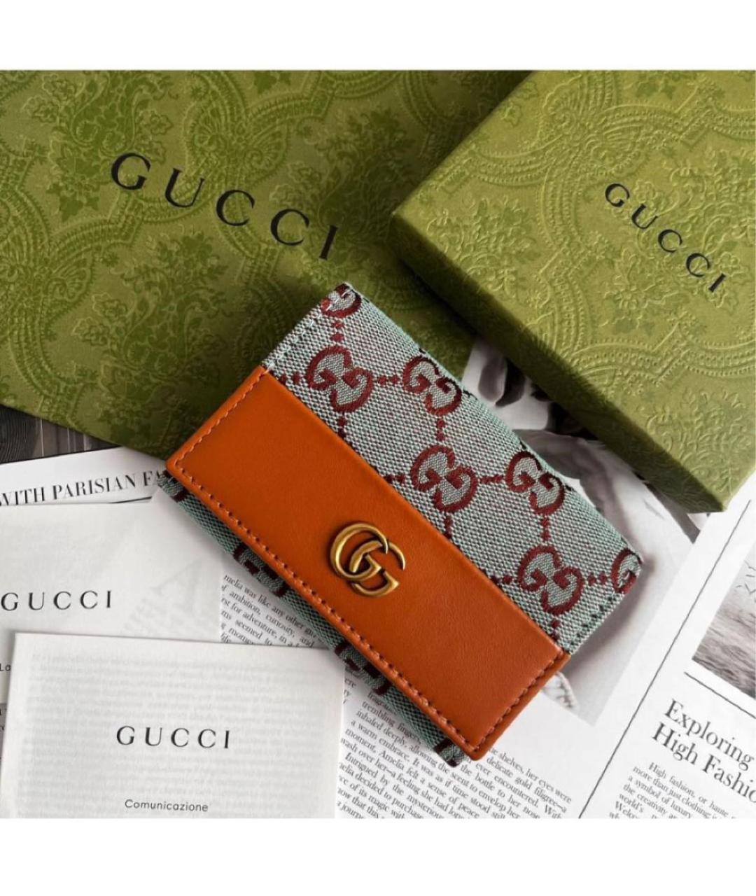 GUCCI Коричневый кожаный кардхолдер, фото 2