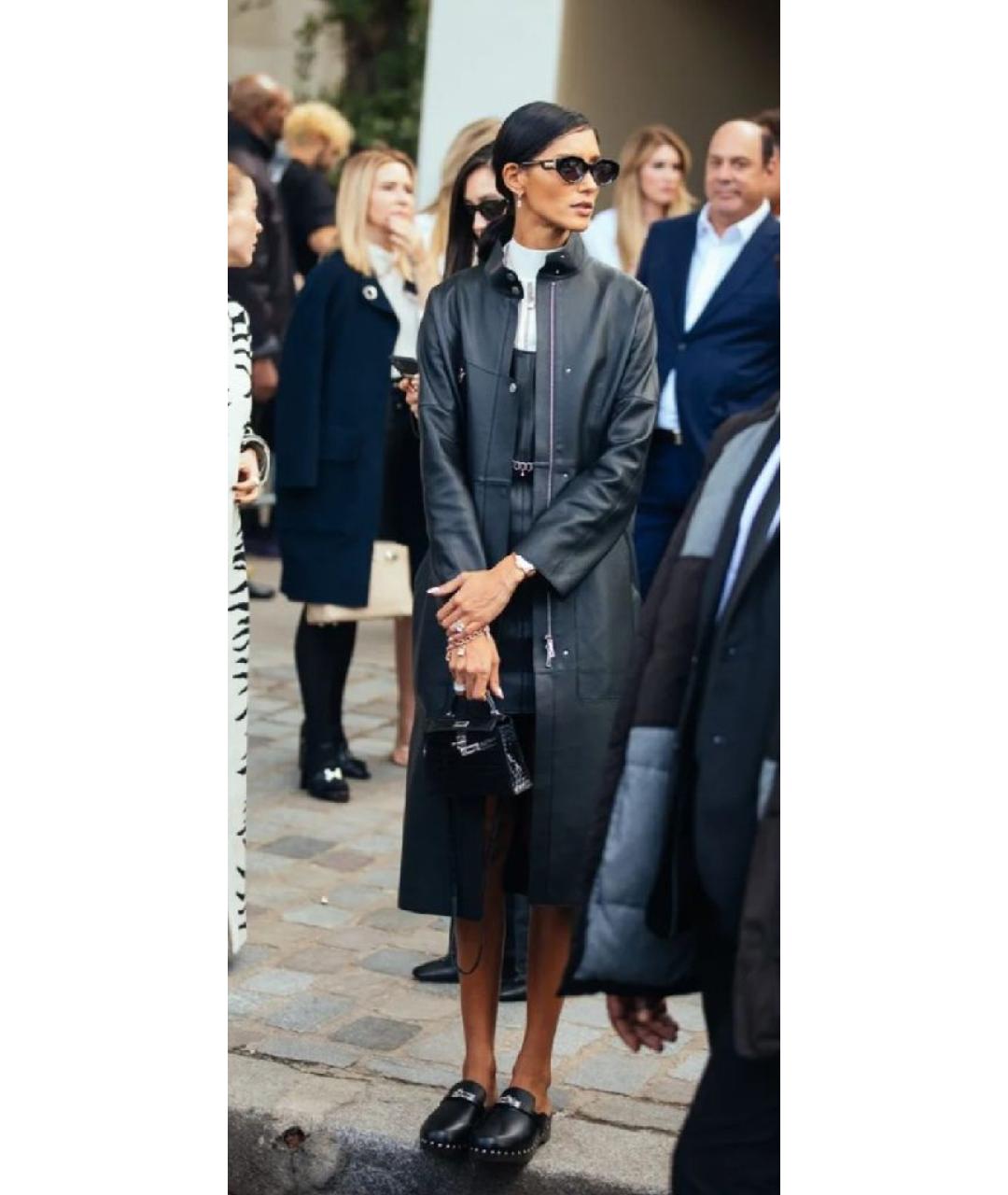 HERMES Черные кожаные сабо, фото 3