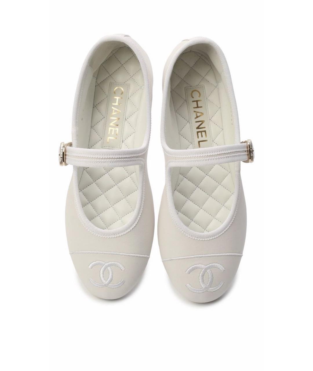CHANEL Белые кожаные балетки, фото 2