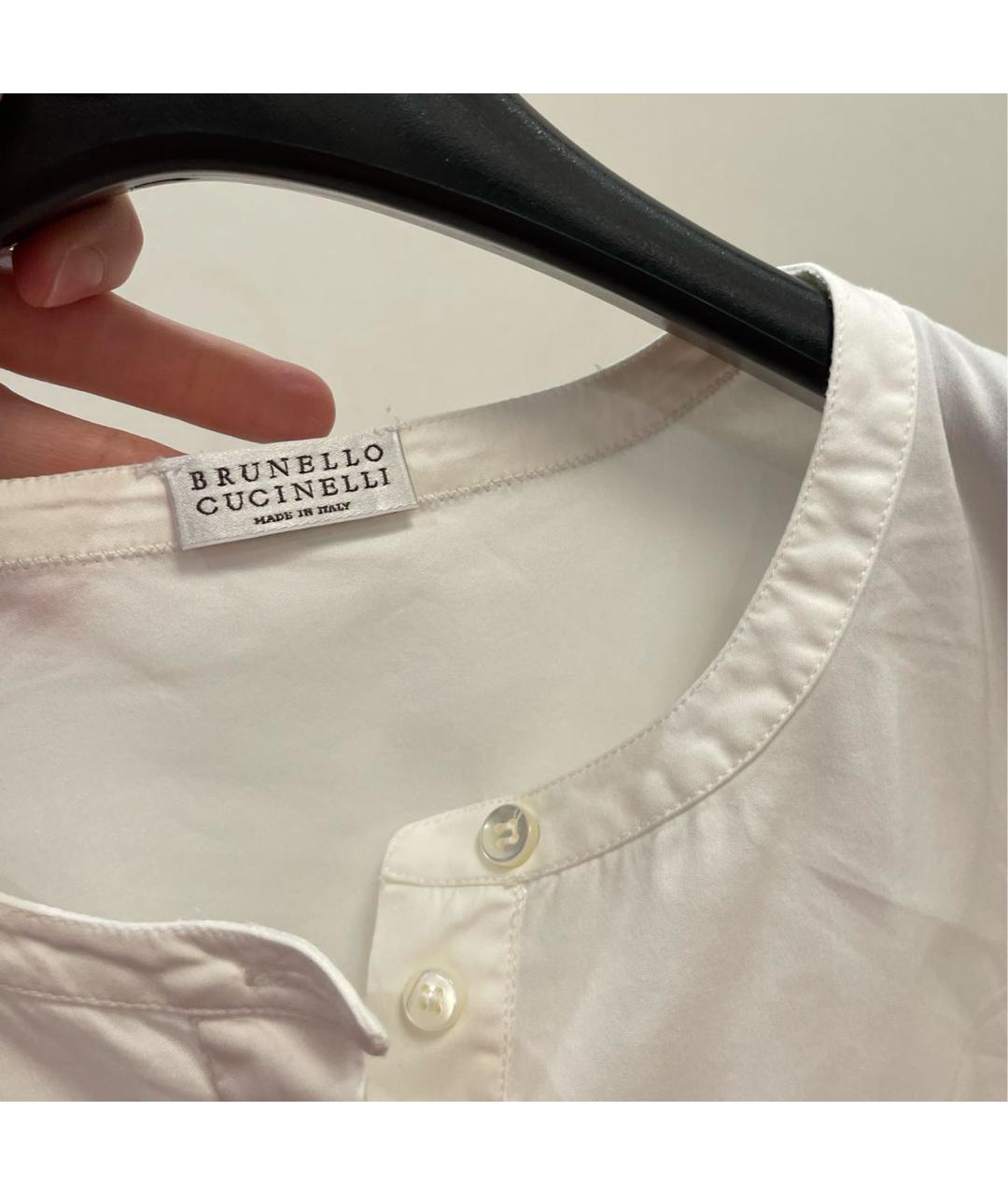 BRUNELLO CUCINELLI Белая хлопко-эластановая блузы, фото 2