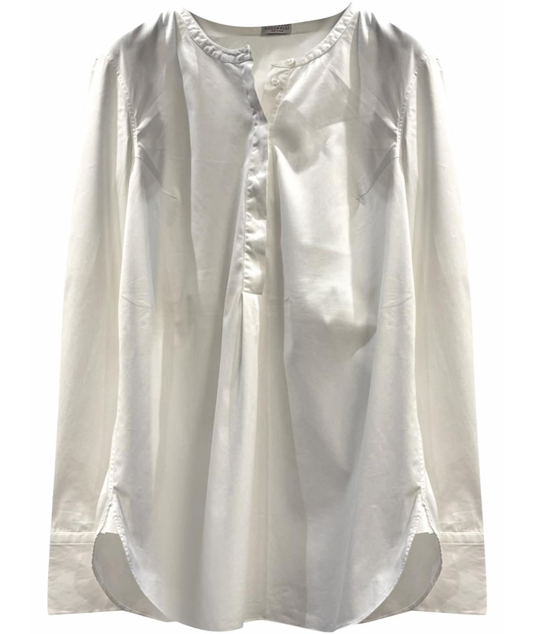 BRUNELLO CUCINELLI Белая хлопко-эластановая блузы, фото 1