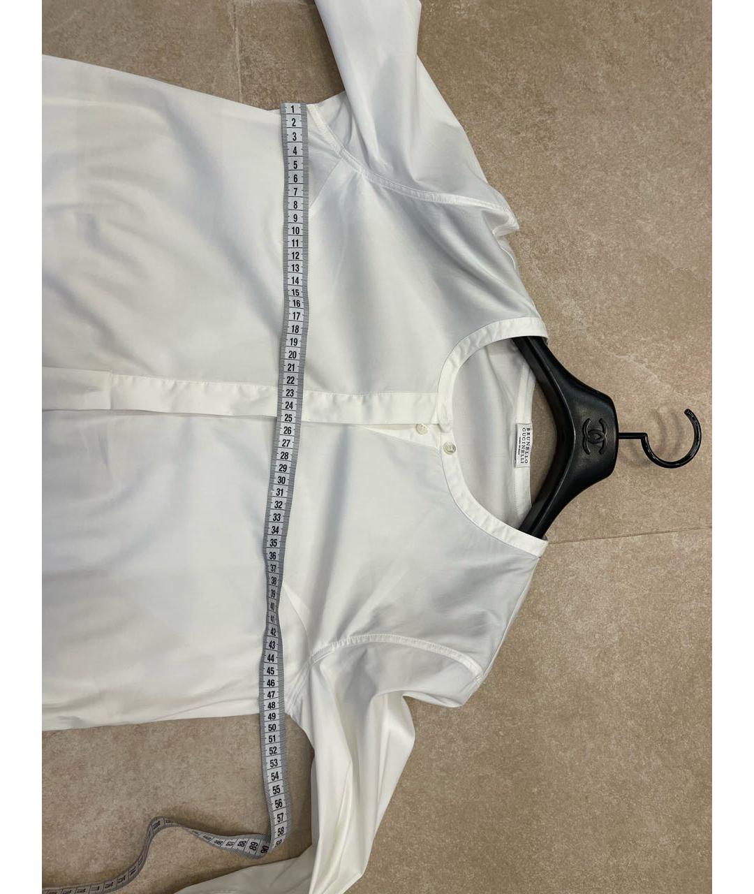 BRUNELLO CUCINELLI Белая хлопко-эластановая блузы, фото 5