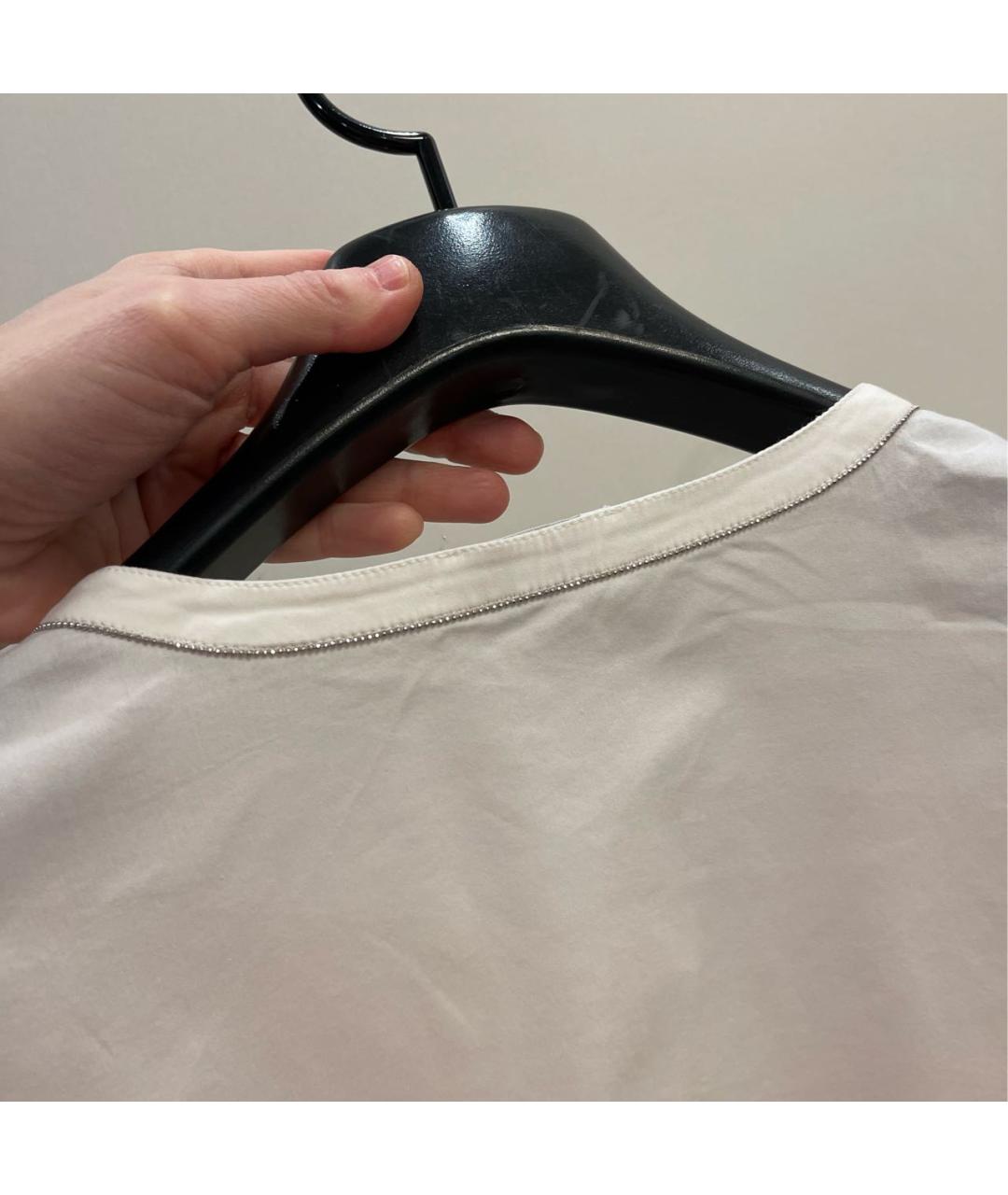 BRUNELLO CUCINELLI Белая хлопко-эластановая блузы, фото 3