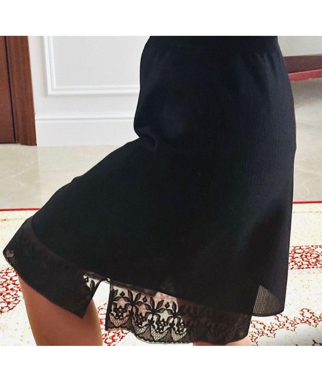 CHRISTIAN DIOR Черная вискозная юбка миди, фото 5