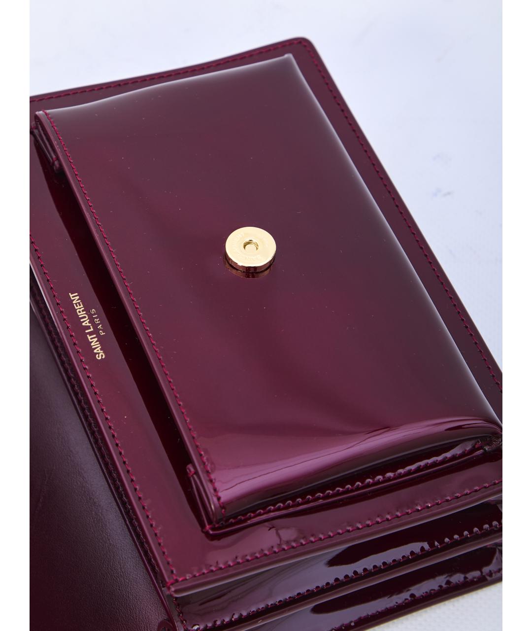 SAINT LAURENT Бордовая кожаная сумка через плечо, фото 4