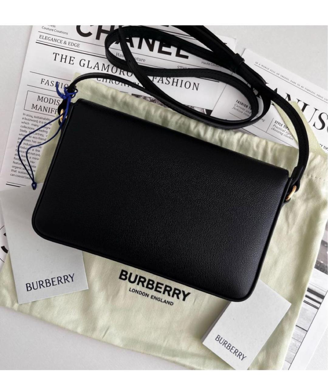 BURBERRY Черная кожаная сумка через плечо, фото 3