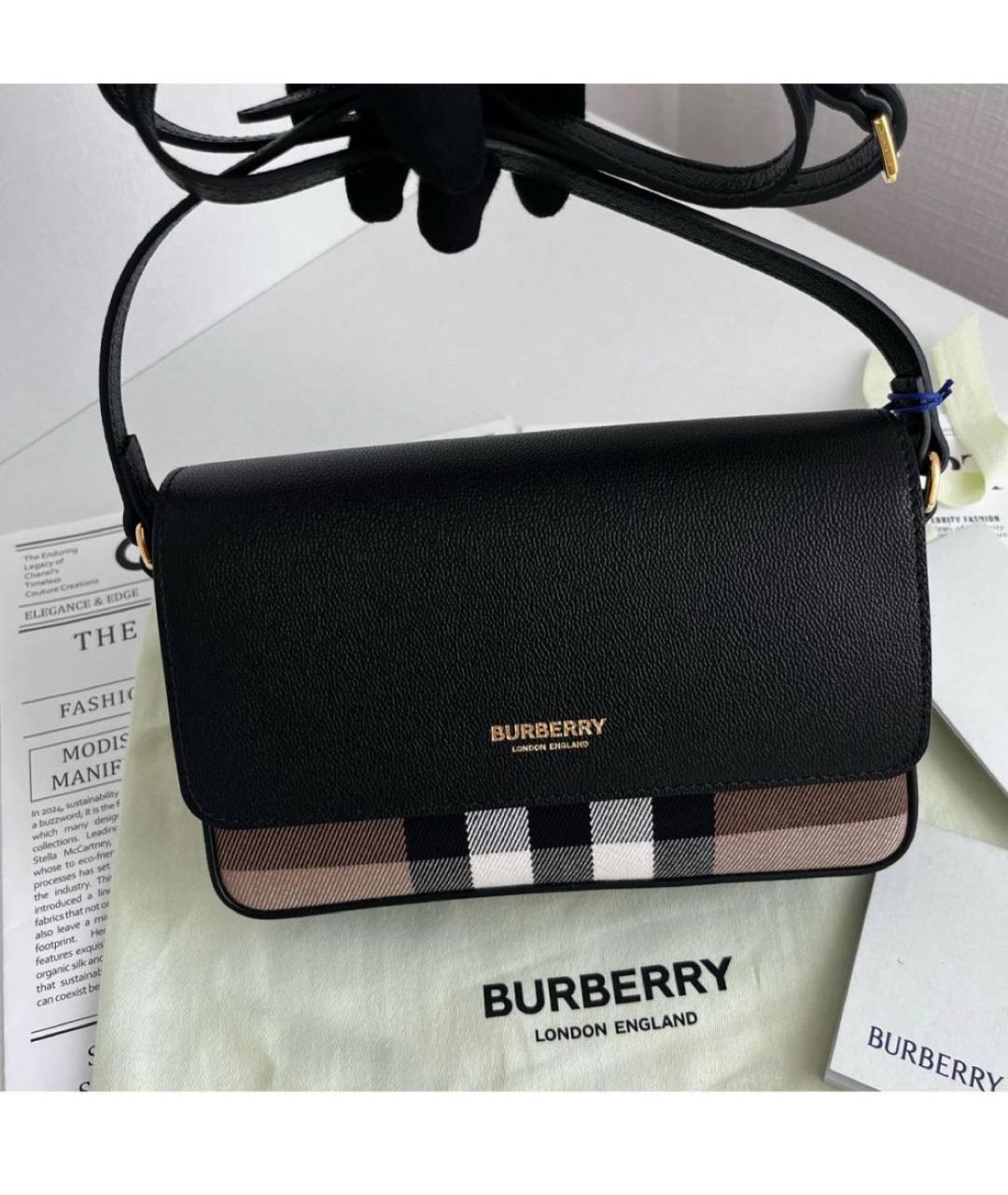 BURBERRY Черная кожаная сумка через плечо, фото 6