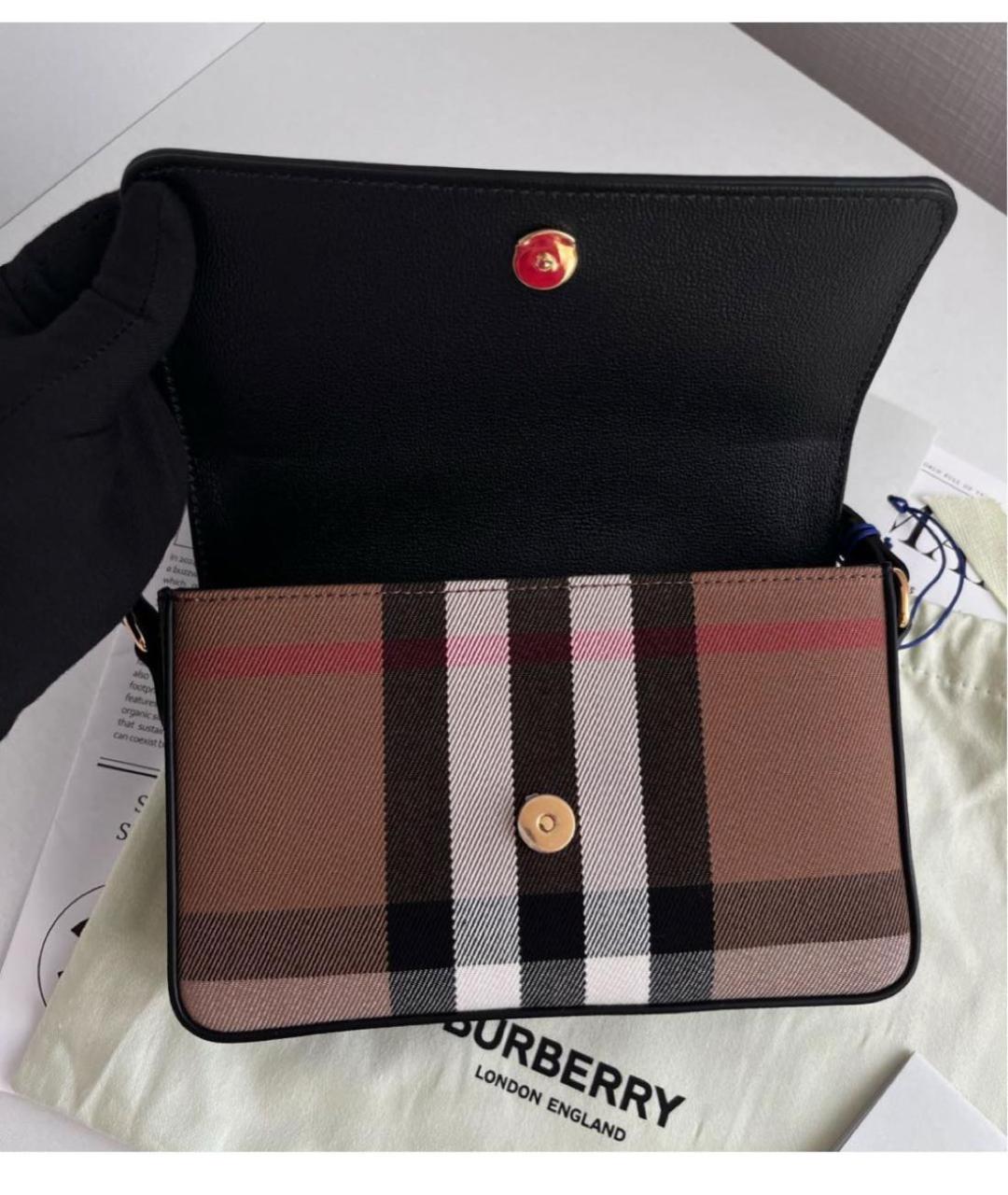 BURBERRY Черная кожаная сумка через плечо, фото 4