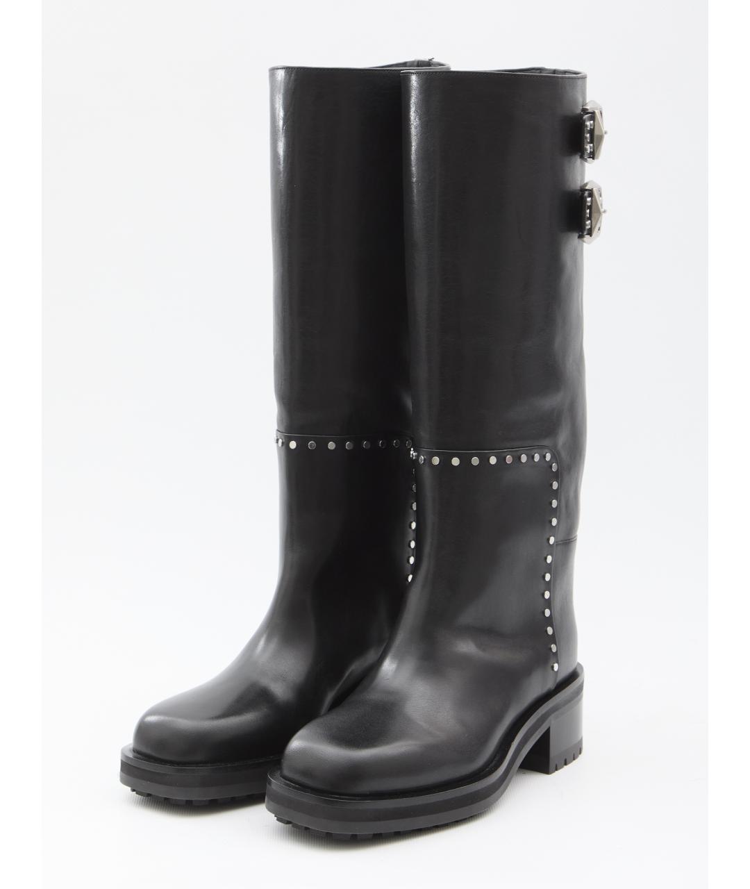 JIMMY CHOO Черные кожаные сапоги, фото 2