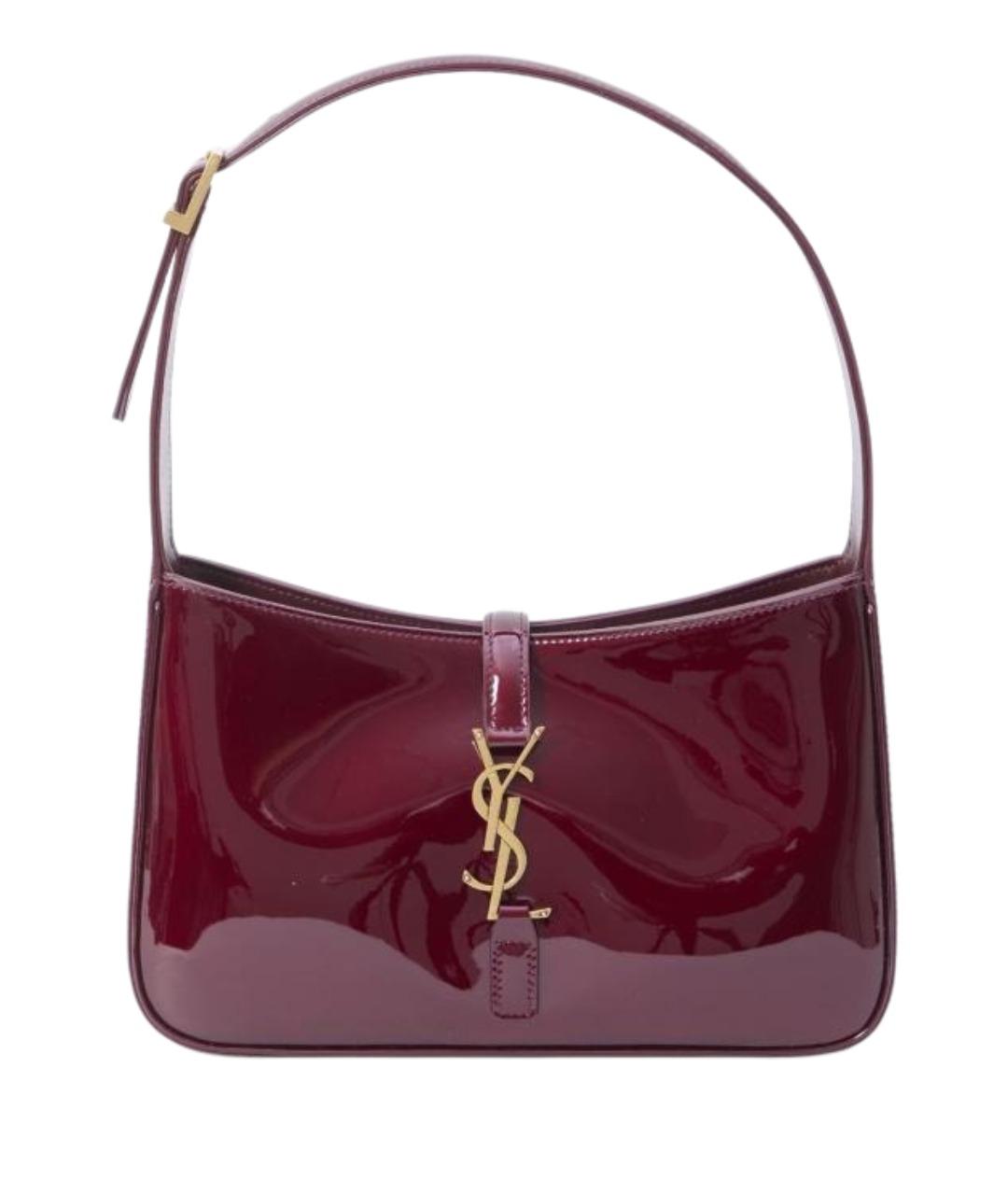 SAINT LAURENT Бордовая сумка через плечо из лакированной кожи, фото 1