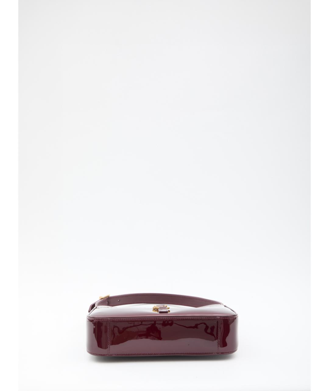 SAINT LAURENT Бордовая сумка через плечо из лакированной кожи, фото 3