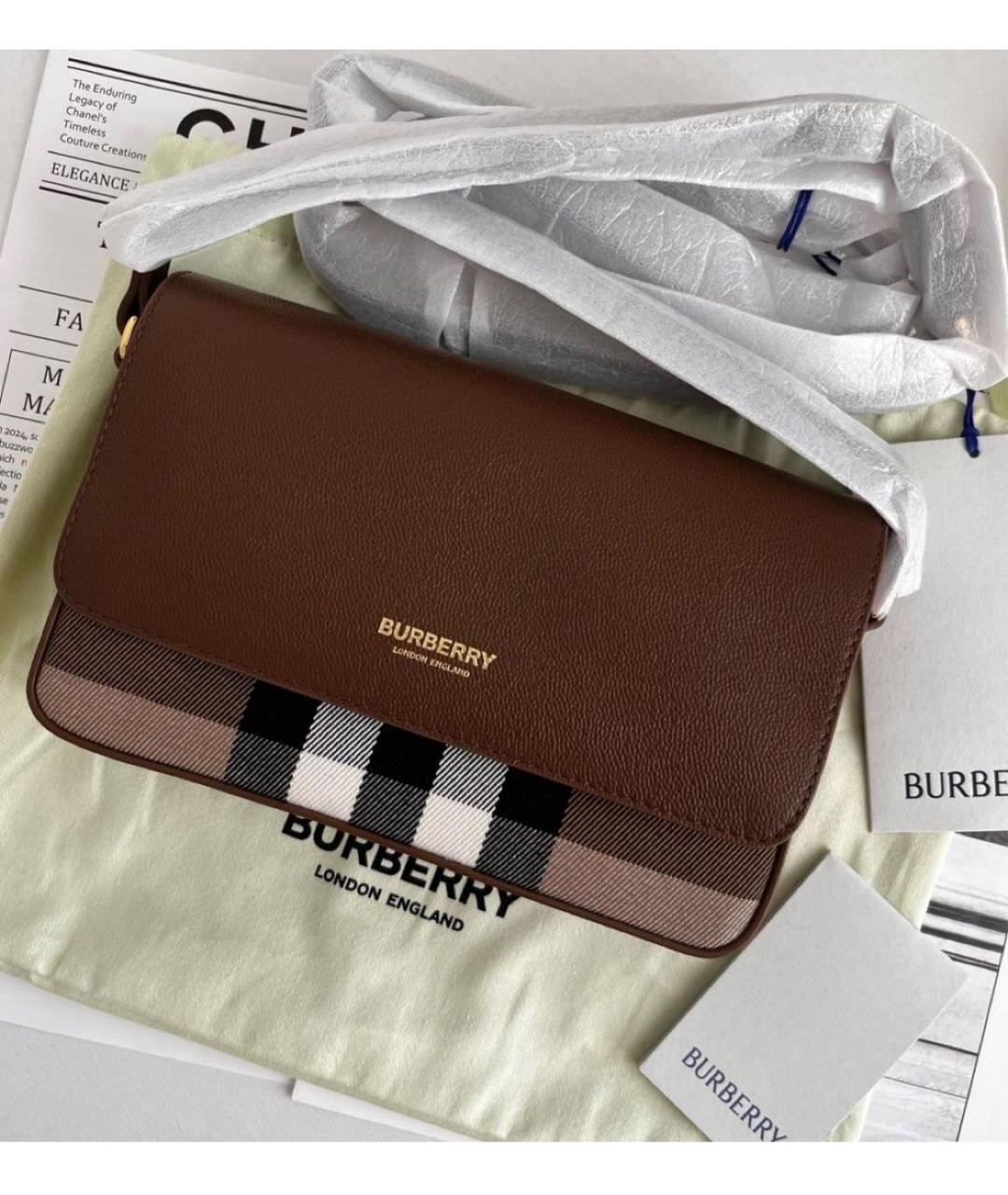 BURBERRY Коричневая кожаная сумка через плечо, фото 2