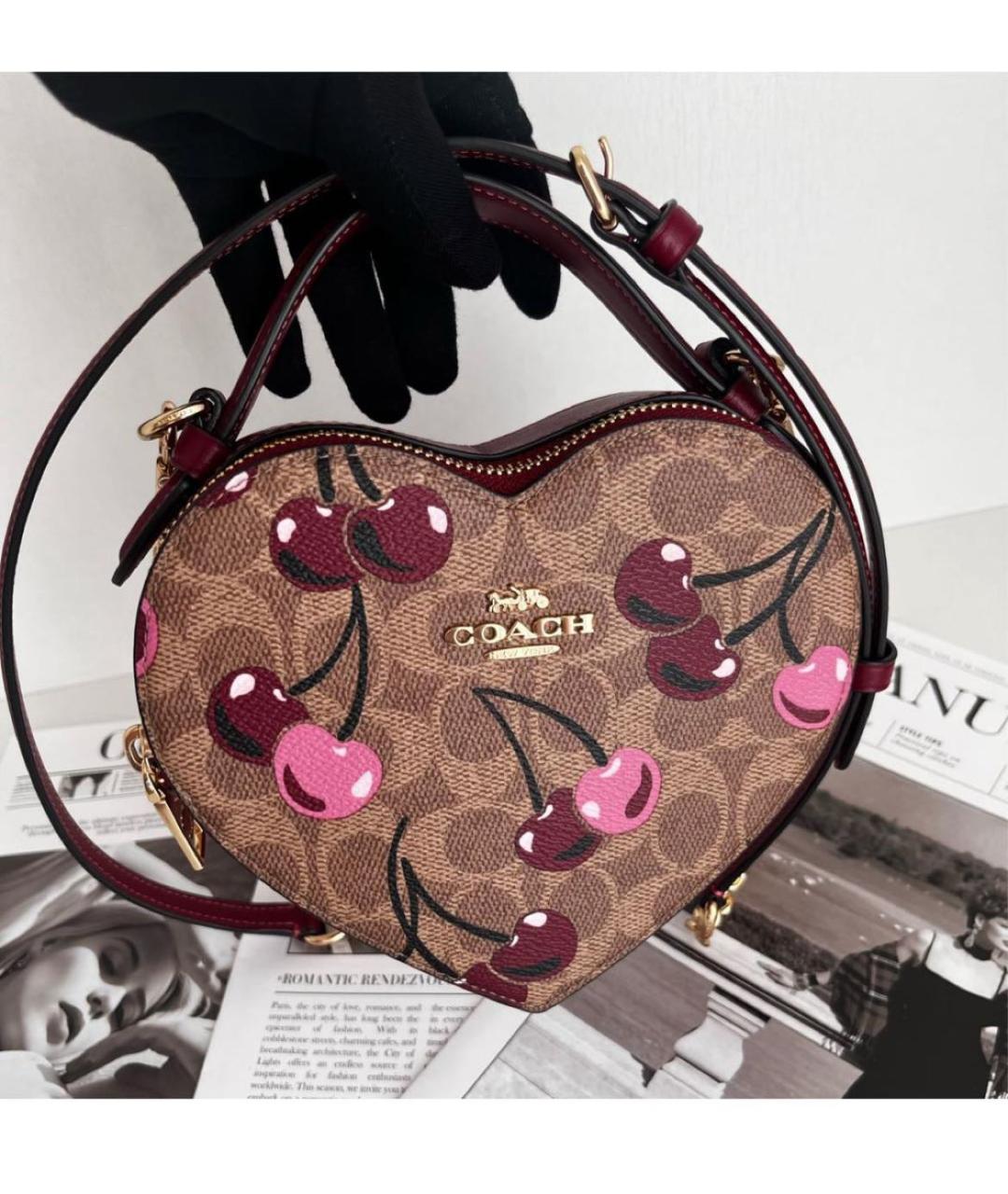 COACH Коричневая кожаная сумка через плечо, фото 2