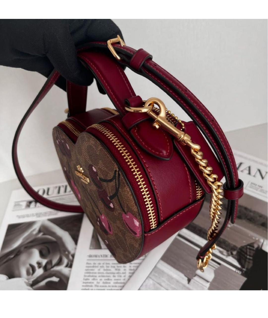 COACH Коричневая кожаная сумка через плечо, фото 5