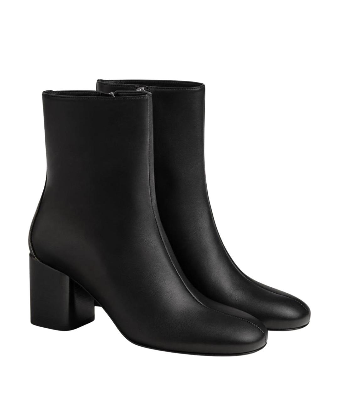 HERMES Черные кожаные ботильоны, фото 1