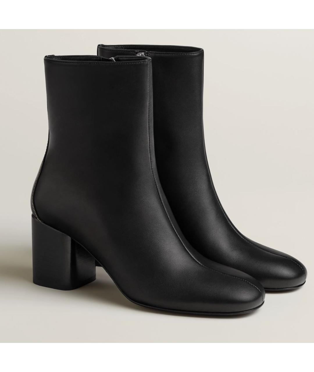 HERMES Черные кожаные ботильоны, фото 5
