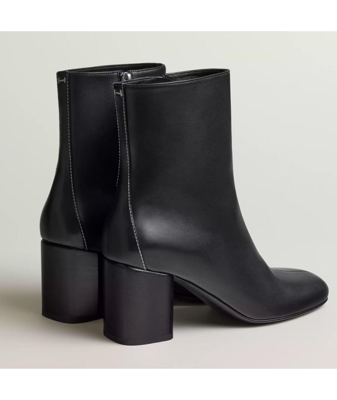 HERMES Черные кожаные ботильоны, фото 2