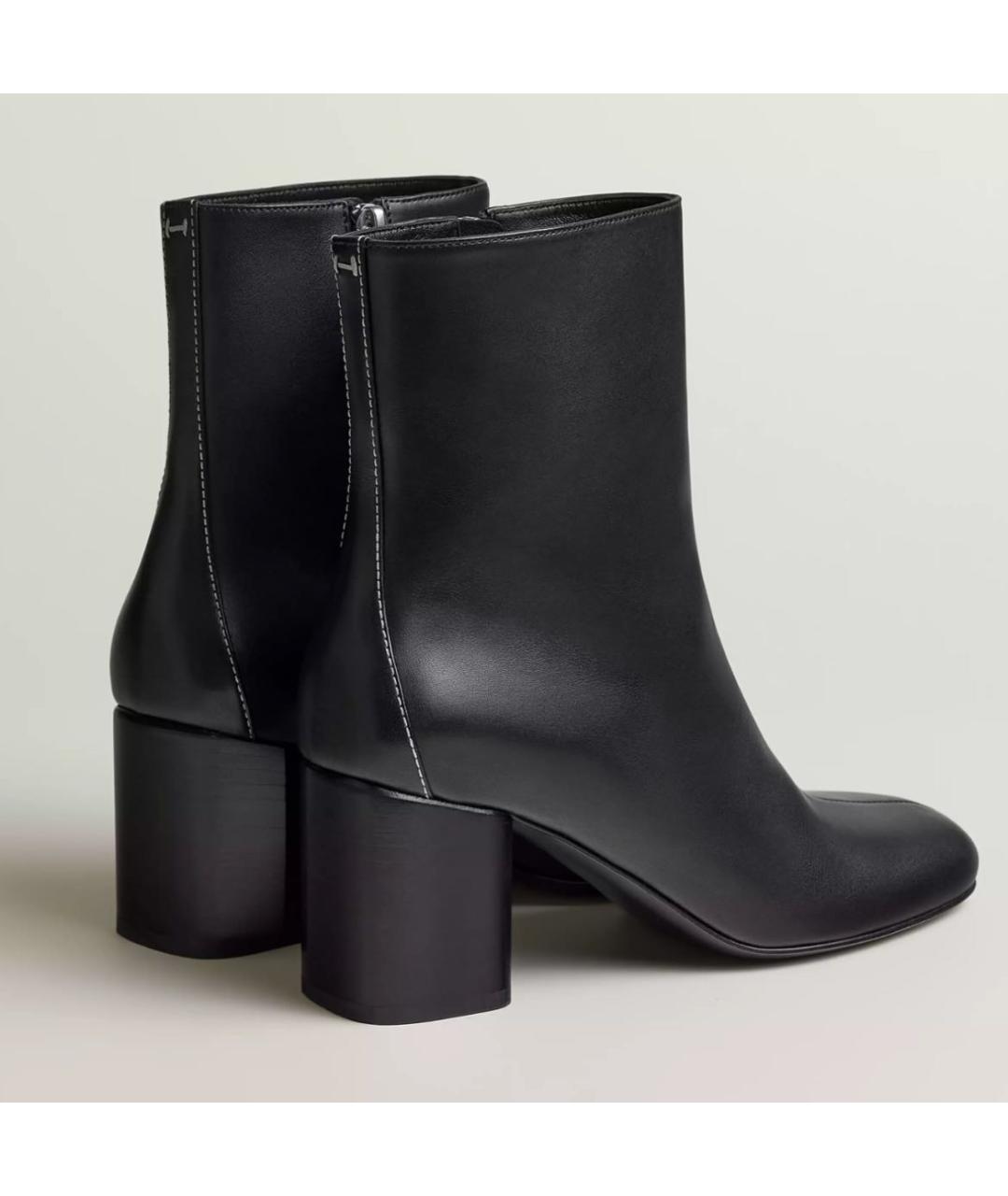 HERMES Черные кожаные ботильоны, фото 4
