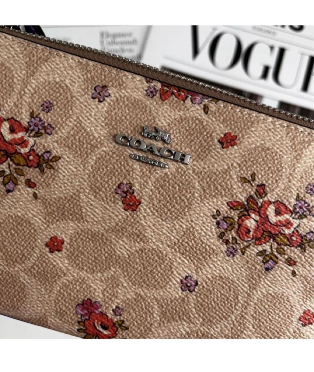 COACH Бежевая кожаная сумка через плечо, фото 6