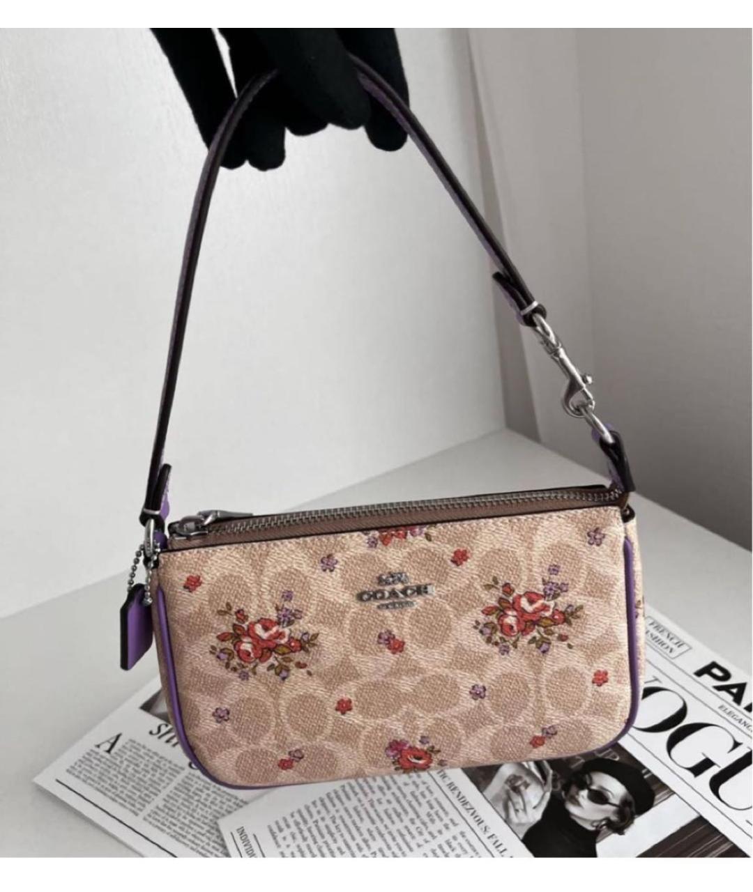 COACH Бежевая кожаная сумка через плечо, фото 7