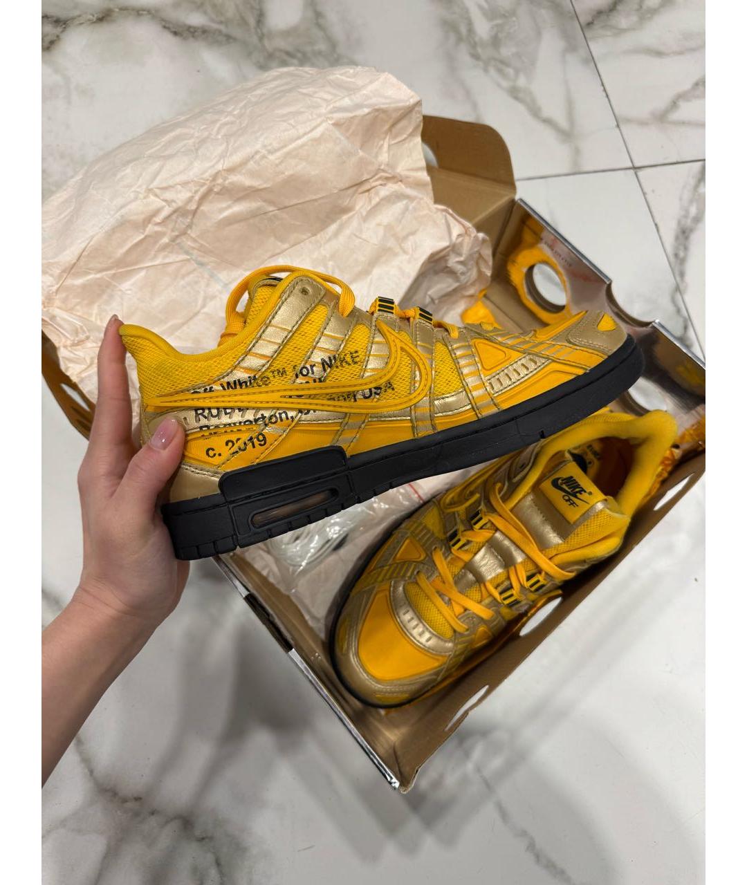 NIKE X OFF-WHITE Желтые высокие кроссовки / кеды, фото 8