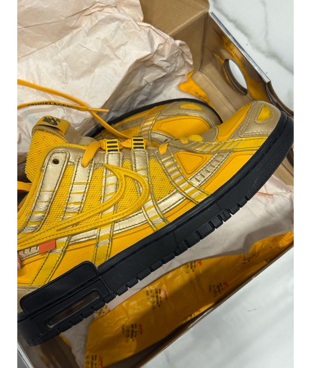 NIKE X OFF-WHITE Желтые высокие кроссовки / кеды, фото 5