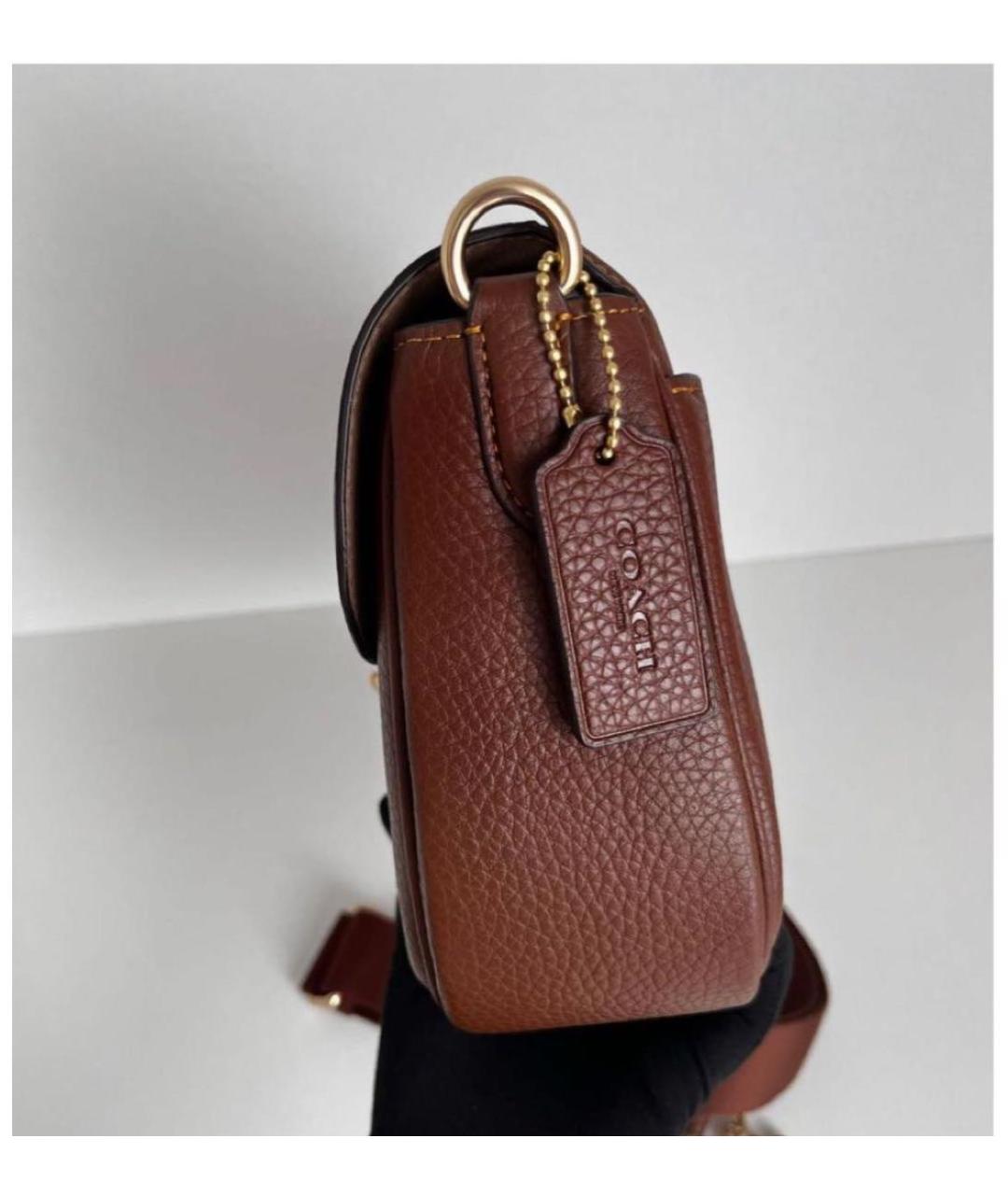 COACH Коричневая кожаная сумка через плечо, фото 5