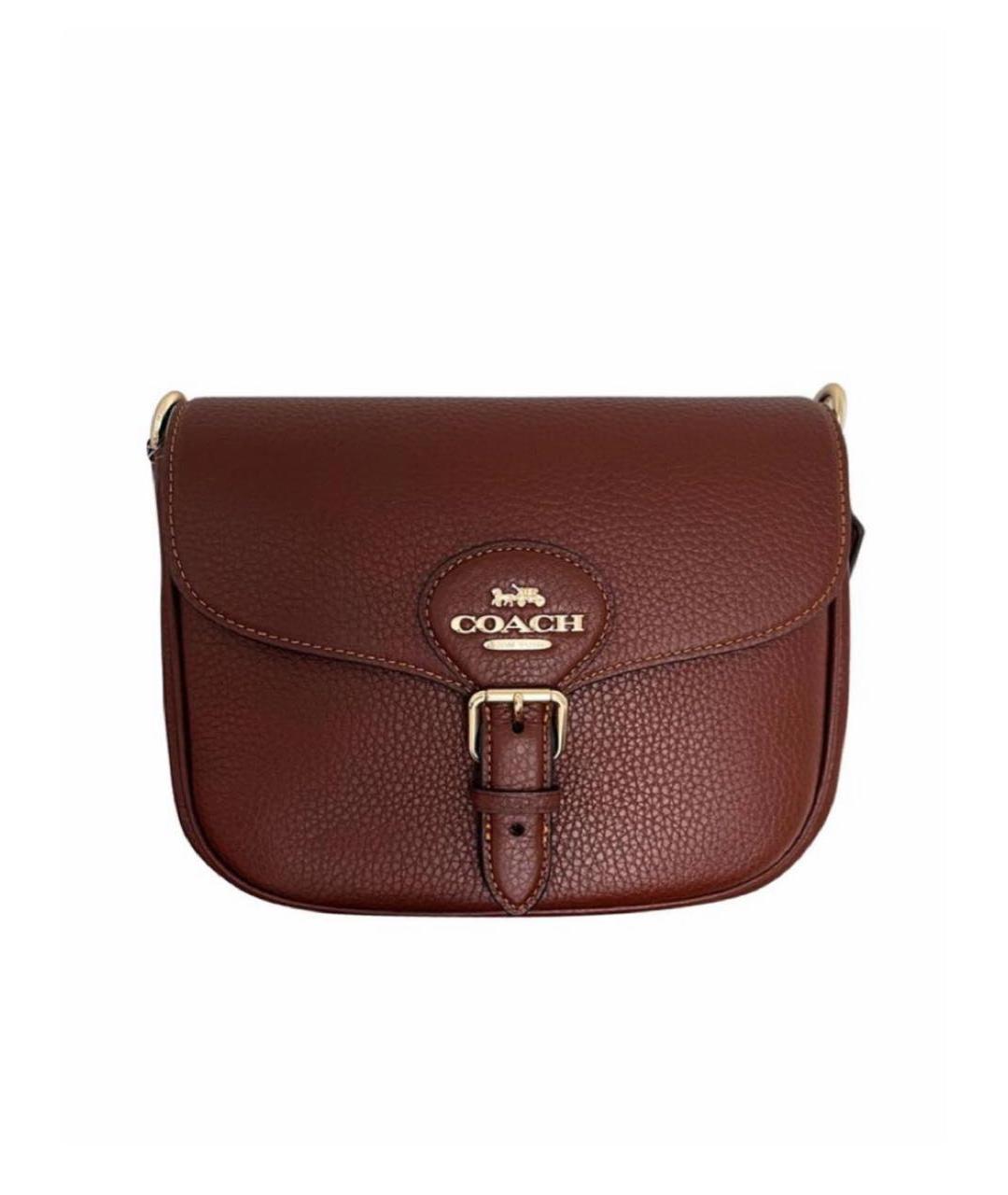 COACH Коричневая кожаная сумка через плечо, фото 1