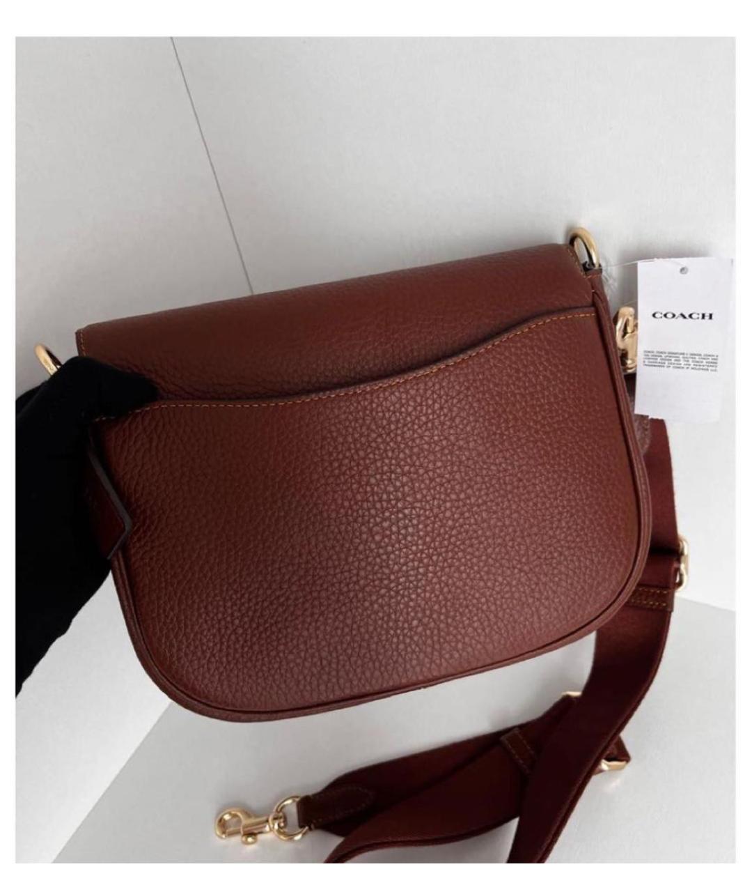 COACH Коричневая кожаная сумка через плечо, фото 3