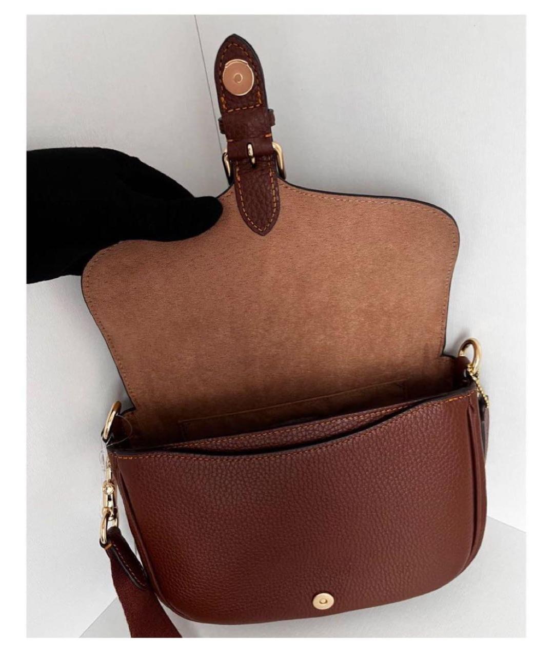 COACH Коричневая кожаная сумка через плечо, фото 4