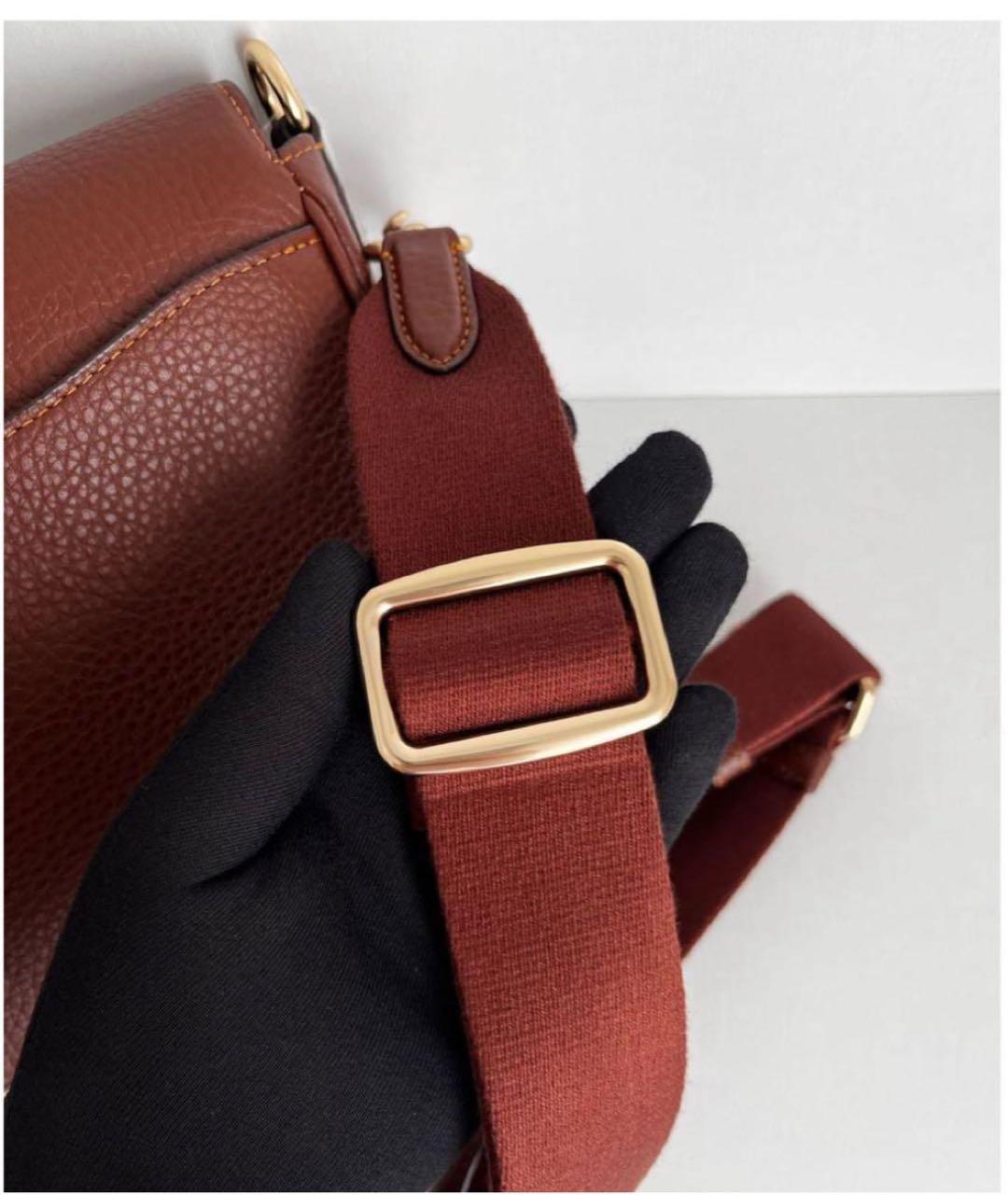 COACH Коричневая кожаная сумка через плечо, фото 6