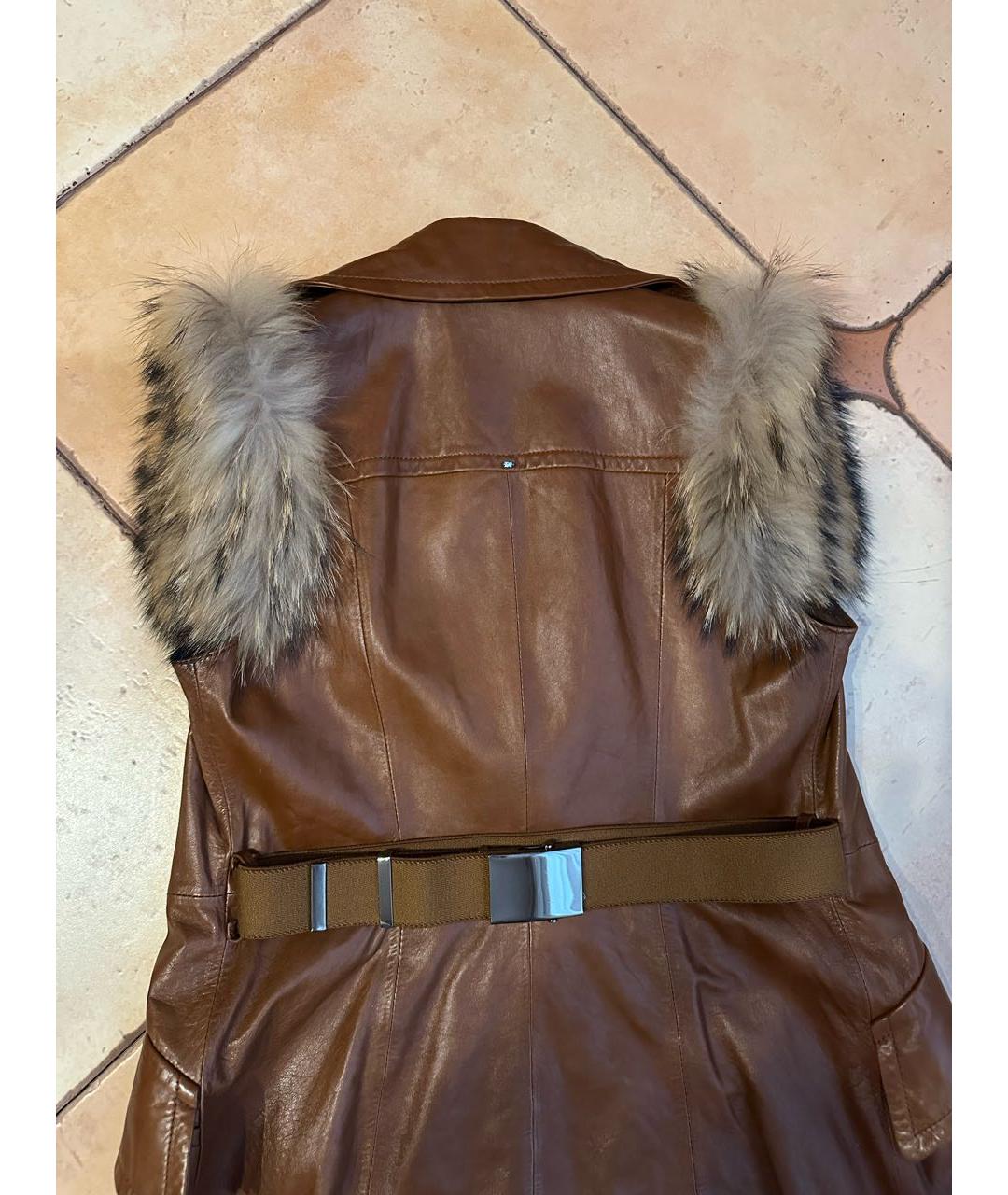 SPORTMAX Коричневый кожаный жилет, фото 5