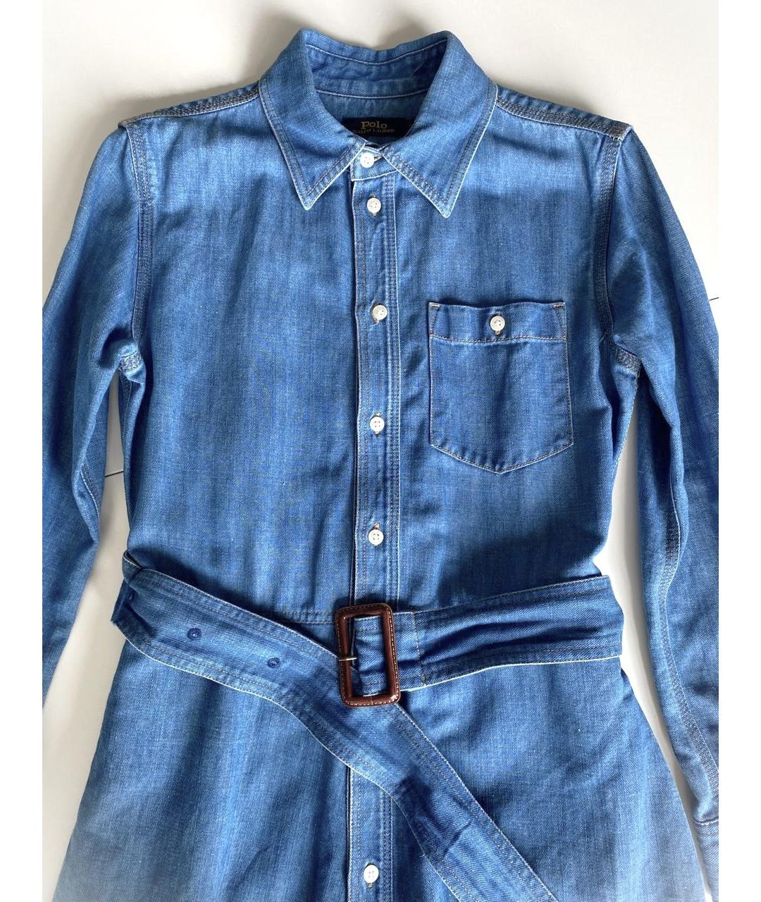 POLO RALPH LAUREN Синее хлопковое повседневное платье, фото 6